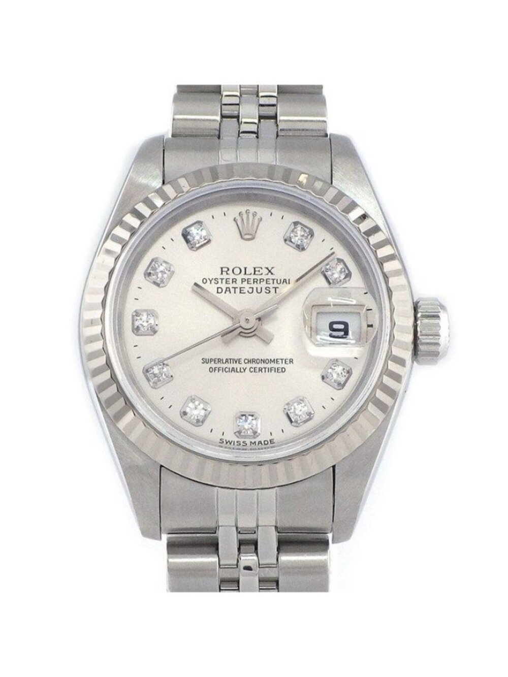 Rolex Watch Datejust Diamond Index Silver Dial Date 18k White Gold SS Automatic